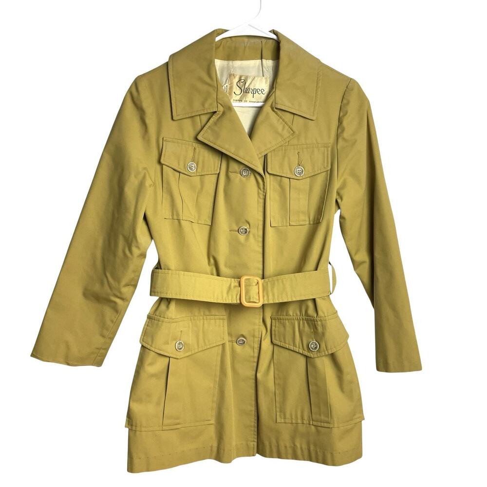 Vintage 1960s Sharpees Trench Coat Womens M‎ Golden Mustard Belted Minneapolis